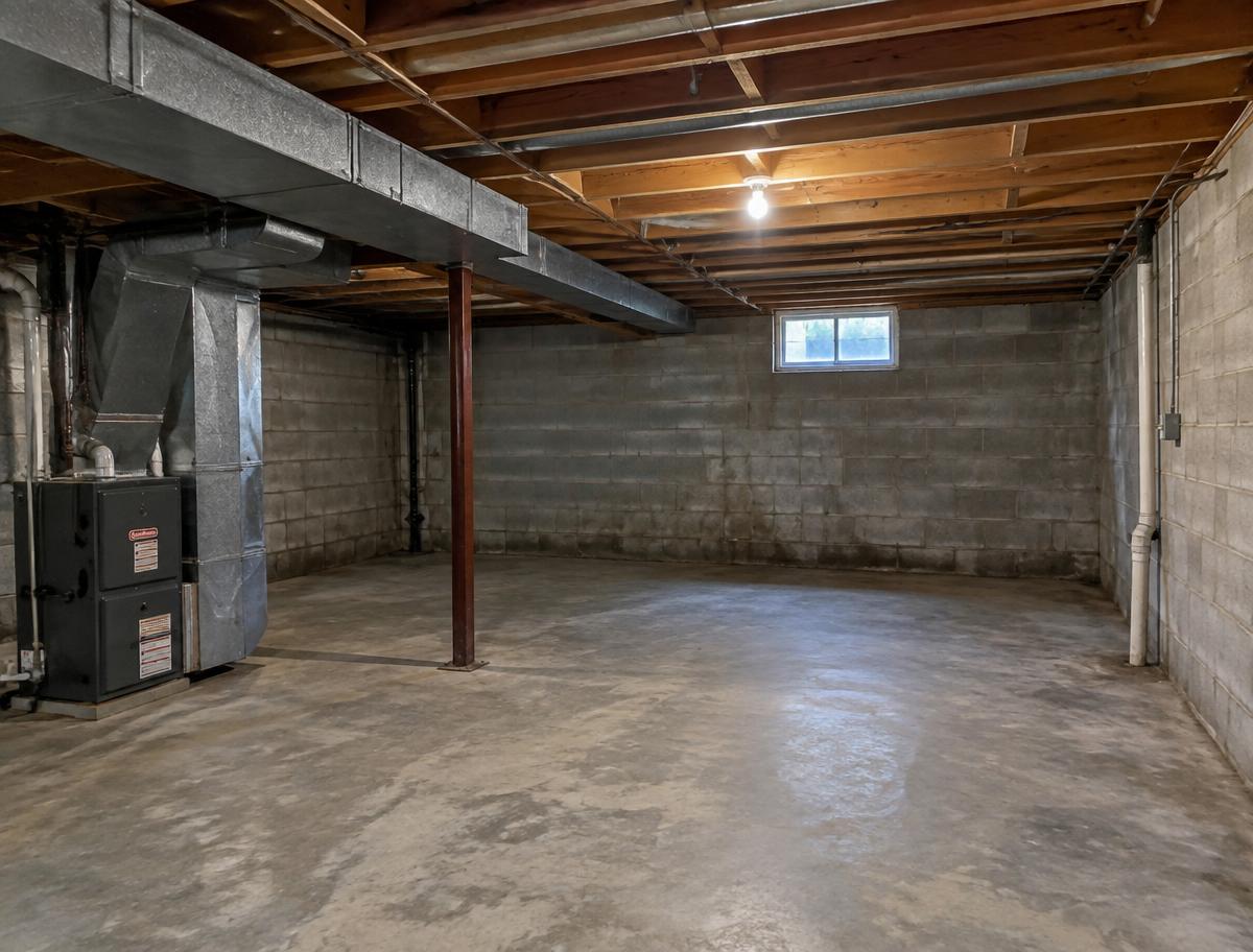 Before basement finishing in Lenexa, KS